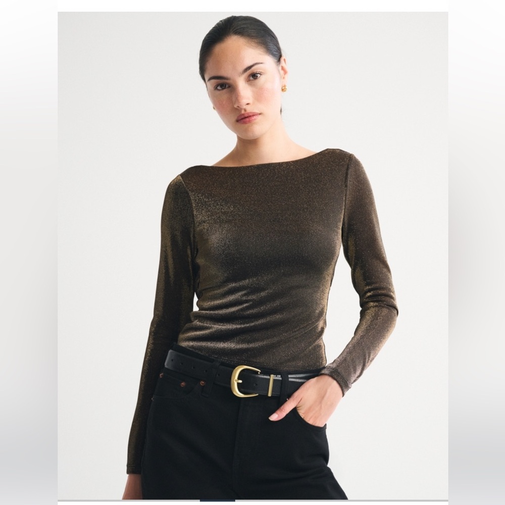 Abercrombie & Fitch Bra-free Lurex Cowl-back Hardware Top